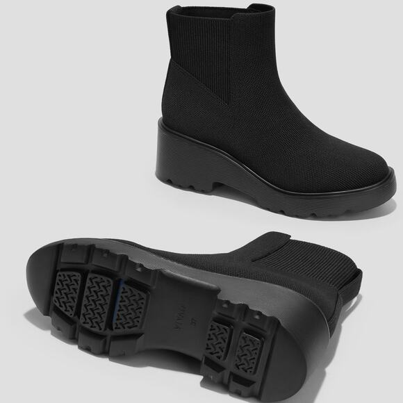 Vivaia Everly Chunky Platform Arch Support Flex Water RPT Travel Boots Black 7 - Picture 3 of 10